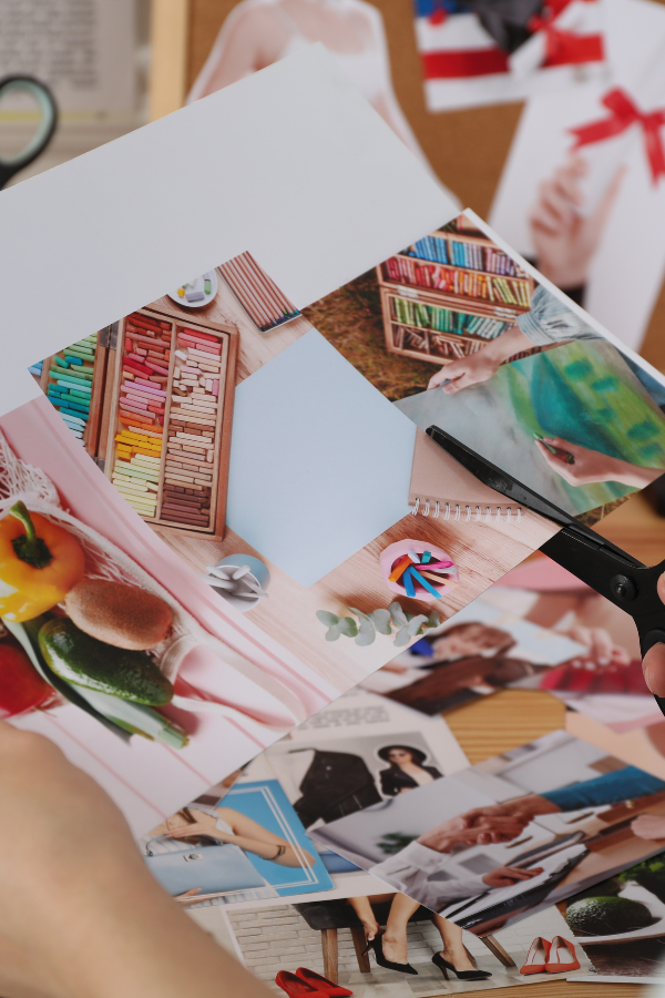 For some out of the box bridal shower inspo these guests are cutting up magazines to create a vision board for the brides new chapter.